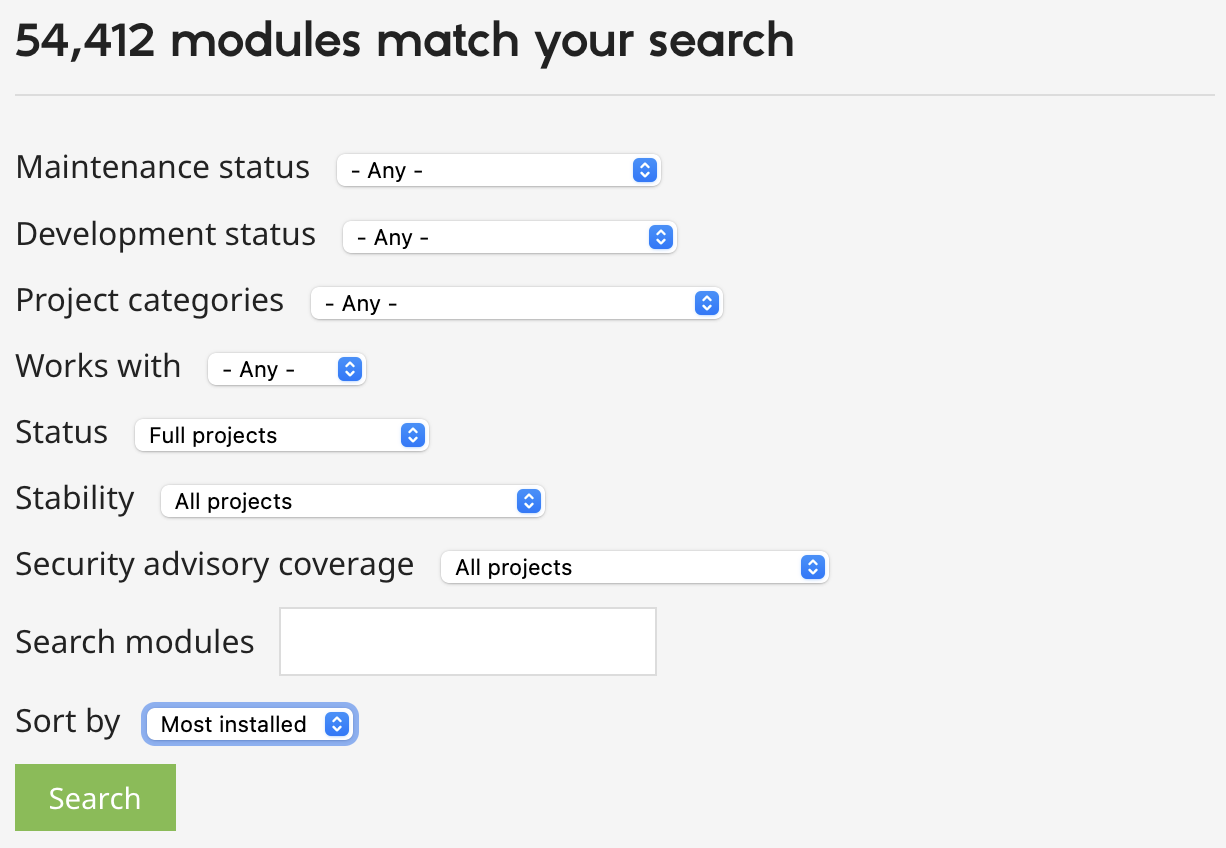 モジュール検索画面