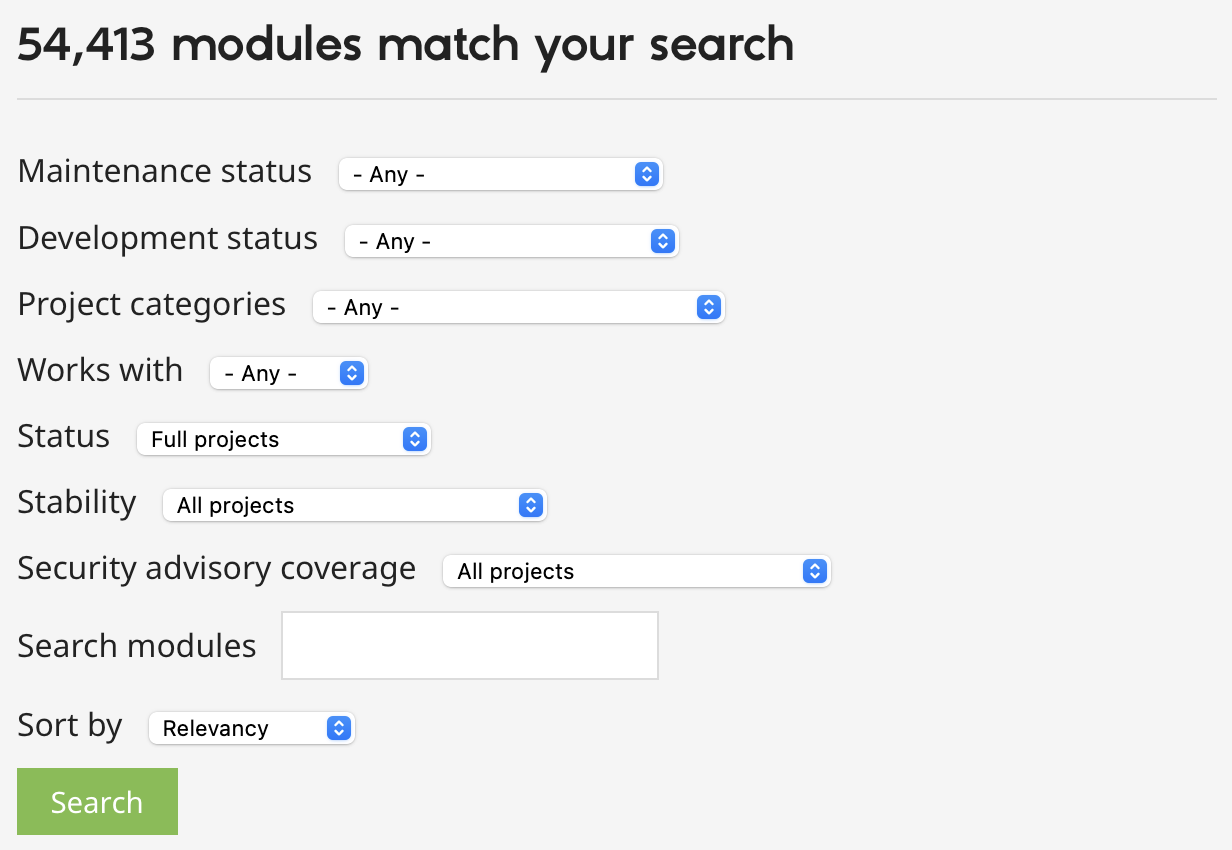 モジュール検索画面