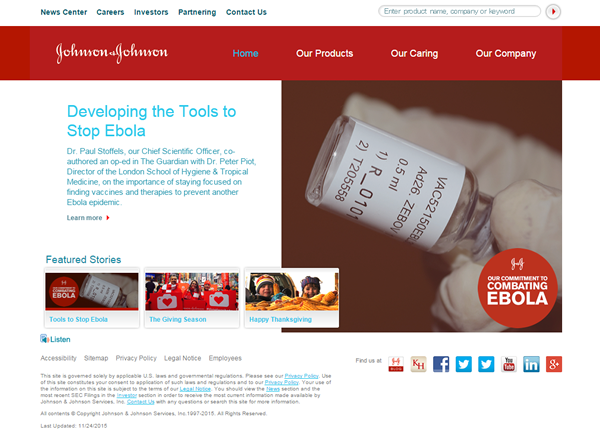 Johnson & Johnson Website